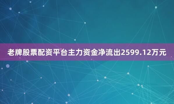 老牌股票配资平台主力资金净流出2599.12万元