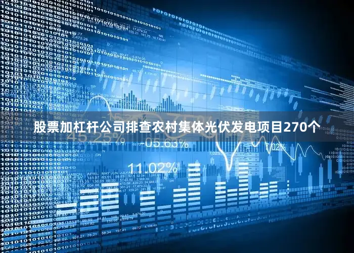 股票加杠杆公司排查农村集体光伏发电项目270个